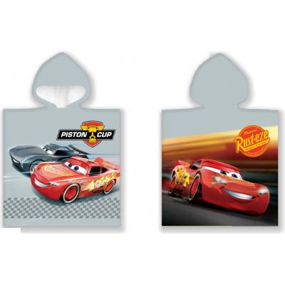 Carbotex Dětské chlapecké plážové pončo osuška s kapucí Auta Cars motiv Piston Cup 50 x 110 cm