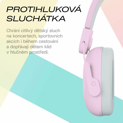 LAMAX KIDMUFFS1 Ružová,Sivá