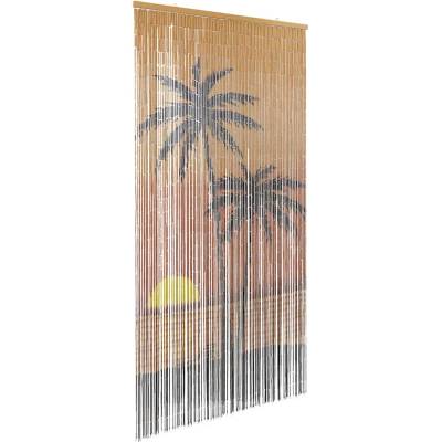 vidaXL Завеса против насекоми, щампа на палми, 100x200 см, бамбук (4017445)