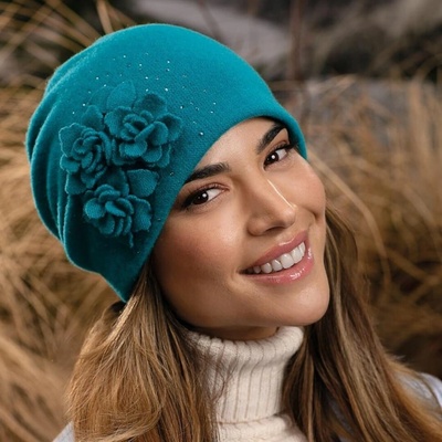 Krumlovanka dámská zimní čepice tyrkysová W-0870/733