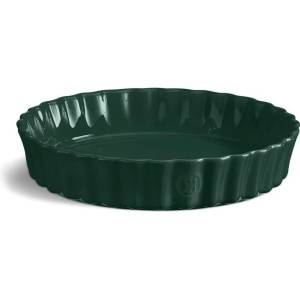 Emile Henry Керамична кръгла форма за тарт emile henry deep flan dish дълбока - Ø28 см - цвят зелен кедър (eh 6028-07)