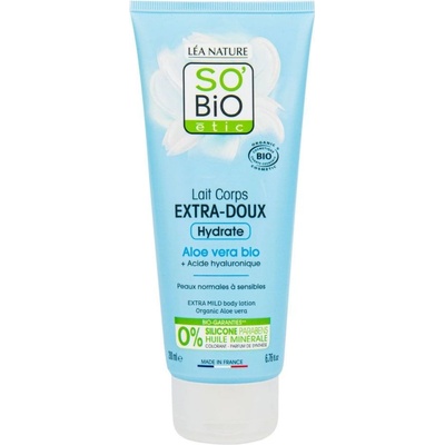 SO’Bio étic Extra hydratační tělové mléko s aloe vera a hyaluronem 200ml