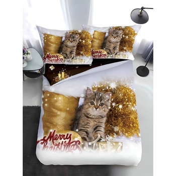 EmonaMall Двулицево коледно спално бельо, размер за приста (реално изображение) EmonaMall, 4 части - Модел S17359 (S17359-6666d4)