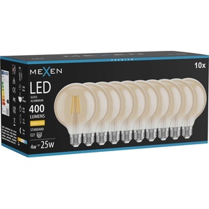 Mexen Vintis 10x LED филамент крушка E27, G95, 4W, Топла - 2700K, 400 lm, кехлибар (L157-E27-0427-50x10)