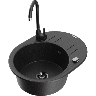 Mexen Kevin гранитна мивка с 1 отделение с отцедник и кухненски смесител (6517-73-670200-70-B)