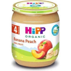 Hipp Био плодово пюре Hipp - Банани с праскови, 125 g (4396)