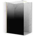 Mexen Kioto Душ стена Walk-in 90 x 200 см, черна омбре 8 мм, златно четкано (800-090-101-55-76)