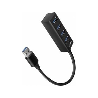 AXAGON USB хъб AXAGON HUE-M1AL, 4 x USB 3.2 Gen 1, 1.5 Mbit/s, USB Type A свързване, 1.2 м кабел, Черен, HUE-M1AL