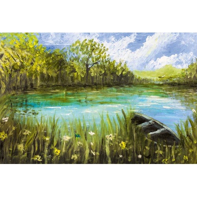 DIMEX ART Флизелинов фототапет картина - лодка на езерото 375 x 250 см