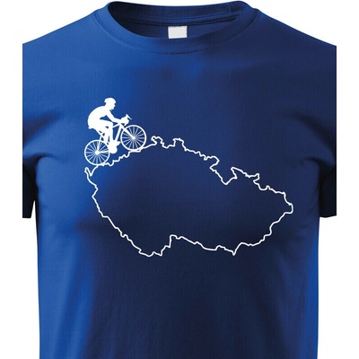Dětské tričko pro cyklisty s mapou ČR Modrá Canvas Dětské tričko Bezvatriko.cz 0319
