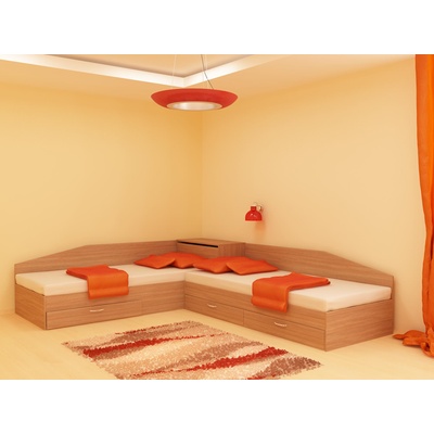 DST Ъглови легла с чекмеджета и матраци-dst 82/190, дъб амбер