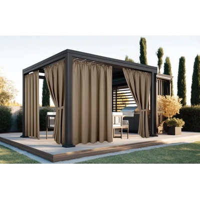 Vodeodolný záhradný záves so zavesením na tunel do altánku/na terasu v tmavo béžovej farbe béžová Šírka 155 cm | Dĺžka 220 cm