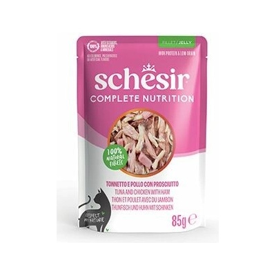 Schesir Cat Compl.Nutrit.Tuňák+kuře+šunka žel, 85 g