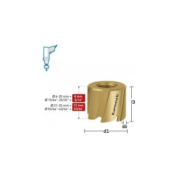 Image 1 of Karnasch Боркорона Ø 6x8, HSS-M2 и TIN-GOLD покритие, Mini-Cut (211000006)