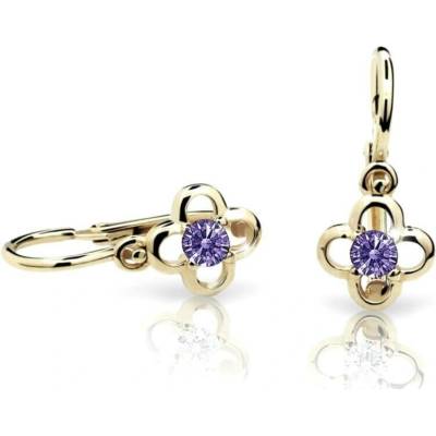 Cutie Jewellery zlaté dětské náušnice C1944-10-X-1 fialová