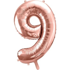 Party Deco Фолиев Балон Цифра, Розово Злато - 86см - 9 (fb1m-9-019r)