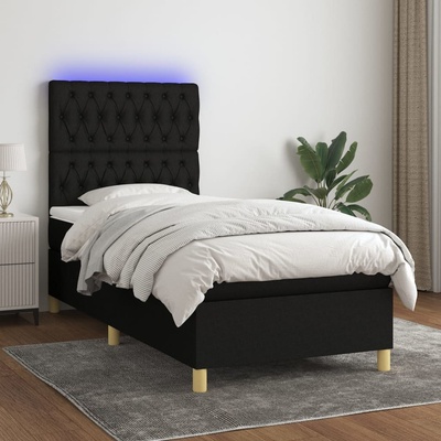 Petrashop 3135647 boxspring postel s matrací a LED černá textil
