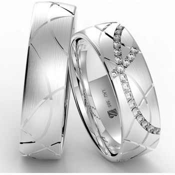 Blink Blink Vzorované obrúčky z bieleho zlata s kameňmi 8272 BL