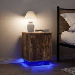 vidaXL Нощни шкафчета с LED осветление 2 броя опушен дъб 38x34x50 cm (861274)
