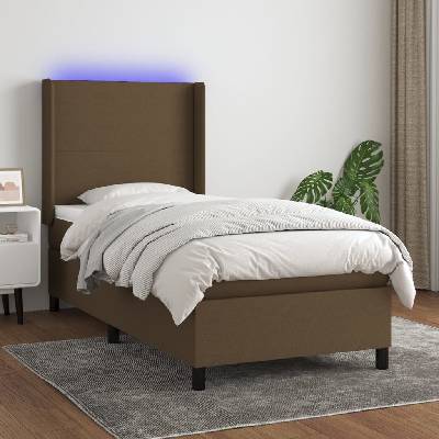 vidaXL 3138115 Boxspring postel s matrací a LED textil / barva tmavě hnědá