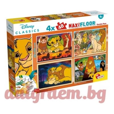 Lisciani Пъзел LISCIANI 109753 - 4 x 48 части - Цар Лъв, двулицеви пъзели (LI109753)