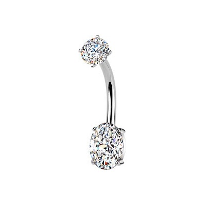 Šperky4U Ocelový piercing do pupíku oválek BS1077