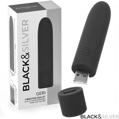 Black & silver geri usb rechargeable vibrating bullet 8 vibrations black 10 x 2.2 cm
