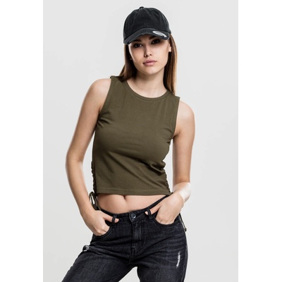 Urban Classics Дамски топ в цвят маслина Ladies Lace Up Cropped Top oliveUB-TB1494-00176 - Маслина, размер L