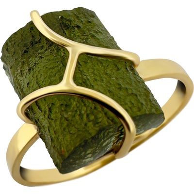 Vltavín Moldavite Zlatý prsten s vltavínem P27 0034