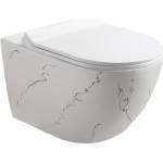 Inter Ceramic Конзолна тоалетна чиния ICC 4937 MARBLE, седалка и капак, порцелан, бял, 49x37x37см (4937 MARBLE)
