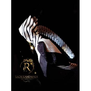 Radi handmade Диадема с панделка в екрю и черно рае (853)