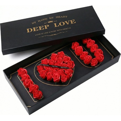 Medvídárek velký dárkový box z mýdlových růží červený – Zboží Mobilmania