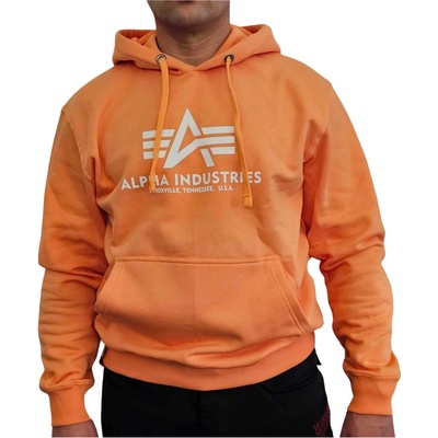 Alpha Industries Basic Hoody pánska mikina Tangerine oranžová