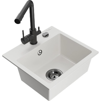 Mexen Milo гранитна кухненска мивка с 1 отделение и кухненски смесител Duero, (6505-20-671600-70)