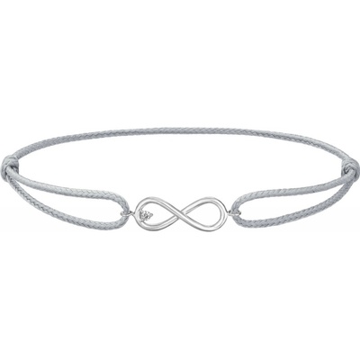 Tiami provázkový náramek Infinity z bílého zlata s diamantem světle šedý BIFFW2207