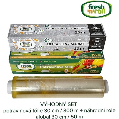 Výhodný balíček Fresh'n'Roll - Alobal 30cm / 50m + Potravinová fólie 30cm / 300m + náhradní role 30cm / 300m