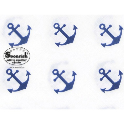 Soonrich látka na patchwork modré kotvy na bílé ptw250