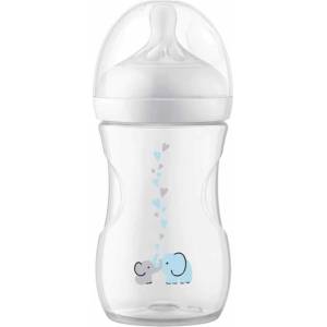 Philips Бебешко шише Philips Avent - Natural Response 3.0, AirFree, 1m+, 260 ml, Слон (SCY673/81) - baby