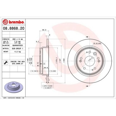 BREMBO Brzdový kotúč plny Ø282mm 08.8868.20