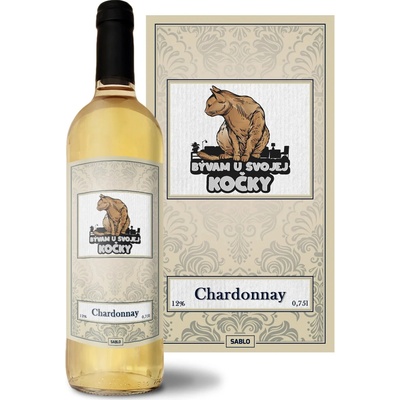 Sablio Bývam u svojej mačky Chardonnay biele suché víno 12 % 0,75 l (čistá fľaša)