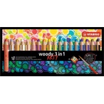 STABILO Цветни моливи STABILO Woody 3в1 цилиндрични дебели 18 молива/комплект+острилка+четка 880/18-1-20 (880/18-1-20)