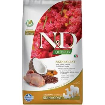 Farmina N&D Dog Quinoa Skin & Coat Quail - Премиум пълноценна суха храна за израснали кучета от всички породи с чувствителна кожа и козина, с пъдпъдъче месо, киноа, кокос и куркума, 800 гр