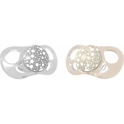 Twistshake Комплект от 2 залъгалки Twistshake Pacifier - Сива и бежова, от 0 до 6 месеца (78287)