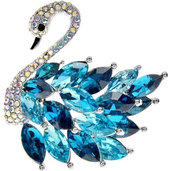 Glory brošňa labuť s modrými krištáľmi 2130