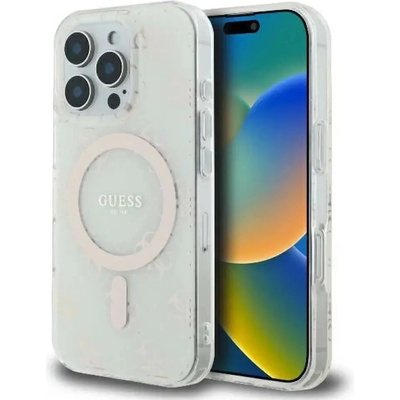GUESS Калъф Guess IML 4G Background MagSafe iPhone 16 Pro - бял (3666339302177)