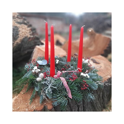 Balkonika Adventní věnec s eukalyptem / vysoké svíčky 35 - 40 cm