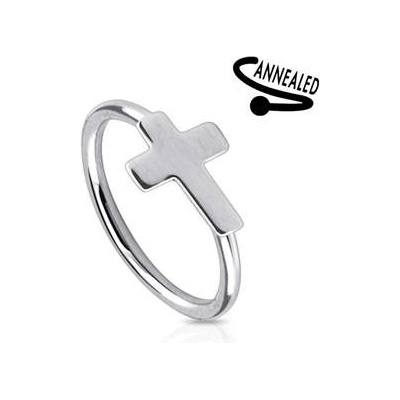 Šperky4U piercing do nosu ucha kruh s křížkem N0023-ST