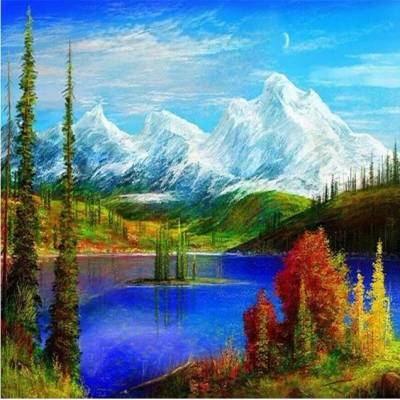 Norimpex - Puzzle Diamant painting: Mountain lake 30x40cm - 1 - 39 piese