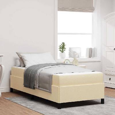 Postel s boxspringem Krémová 100 x 200 cm textil