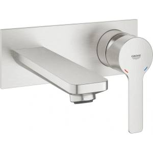 GROHE Lineare вграден смесител за мивка размер M, четкан хром, Supersteel, без тяло за вграждане (19409DC1)